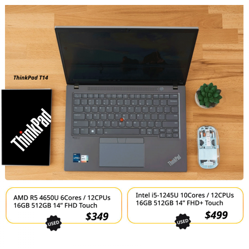 AMD Ryzen 5 Pro  16GB 512GB 14" FHD Touch Screen ThinkPad T14 : $449 >> $349