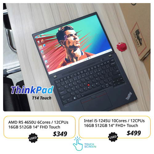 Intel Core i5 1245U 16GB 512GB 14" FHD+ Touch Screen ThinkPad T14s : $599 >> $499
