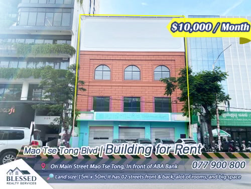Mao Tse Tong Blvd near Toul Tumpung School 💥 Building for Rent has 02 streets front and back💥
