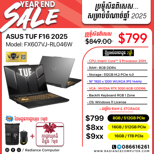 Asus Tuf FX607VJ-RL046W Core5 8GB 512GB RTX3050 6GB