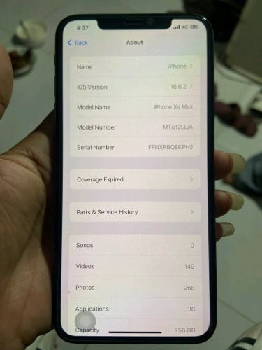 iPhone XS Max 256G/LLA/សាណុំសុីនមានសស្គេន/ម៉ាសុីនអត់ដែលជួរជុល/បញ្ចាក់អេក្រង់ថ្មីថ្ម76%