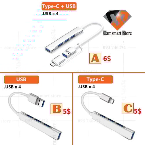 USB C HUB 3.0 Type C 3.1 4 Port Multi Splitter Adapter OTG For Computer