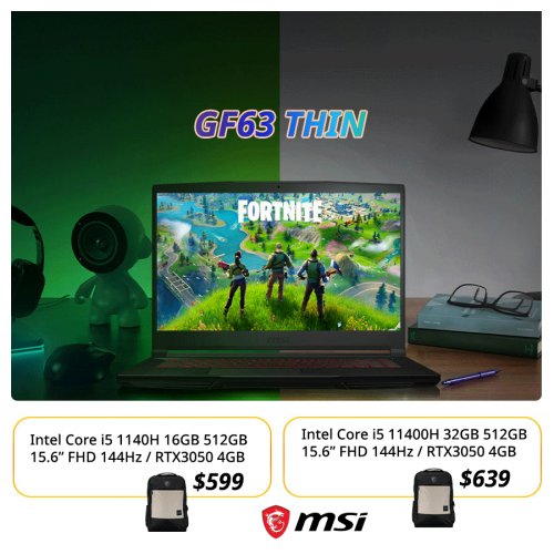 NEW, Gaming MSI GF63 11UC $599