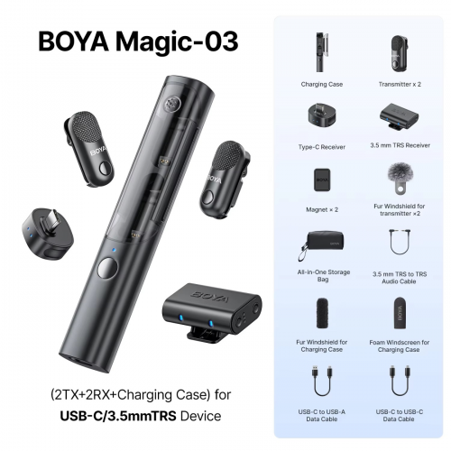 BOYA Magic Mini Wireless Mic Kit AI-powered Full Set