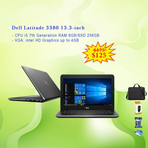 Dell Latitude 3380 13.3-inch - CPU i5 7th Generation RAM 8GB/SSD 256GB - VGA 4GB