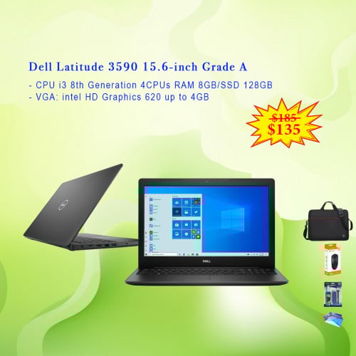 Dell Latitude 3590 15.6-inch Grade A CPU i3 8th Generation 4CPUs RAM 8GB/SSD 128GB VGA 4GB