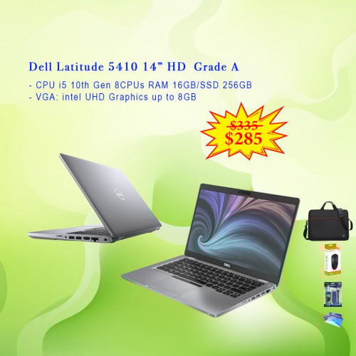 Dell Latitude 5410 14” HD CPU i5 10th Gen 8CPUs RAM 16GB/SSD 256GB - VGA: intel UHD