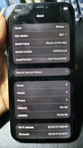 Iphone 12pro max GX scan ស្អាត99% 128g LL/A ធ្លាប់ដូរថ្ម កាំម៉េរាអត់0.5 ត្រូវការឆាតបាន