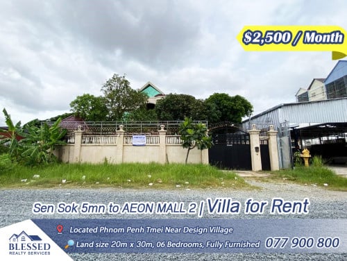 Sen Sok 5mn to AEON MALL 2, near Design Village 💥 Villa for Rent 💥