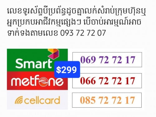លេខទូរស័ព្ទបីប្រព័ន្ធដូចគ្នាលក់សំរាប់ក្រុមហ៊ុនឬអ្នកប្រកបអាជីវកម្មផ្សេងៗ