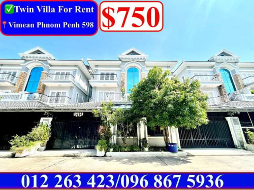 ✅Twin Villa For Rent in Borey Vimean Phnom Penh 598 near Aeon2