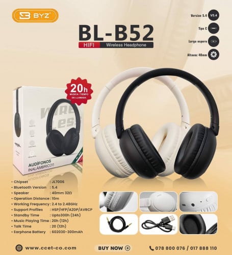 Headset Wireless BL-B52 អីវ៉ានមាននៅក្នុងស្តុក បងៗអាចធ្វើការកម្ម៉ង់បាន មានធានា1ឆ្នាំ 📩🙏