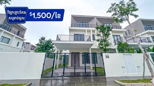 វីឡាភ្លោះធំកែង សំរាប់ជួល នៅបុរីចន្ទគីរី នៅផ្លូវជាតិលេខ2