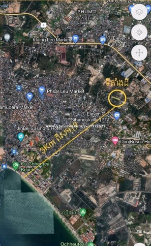 (ដីលក់ម្ចាស់ផ្ទាល់)​ 29មx168​ម ភូមិ5 សង្កាត់លេខ 4 ក្រុងព្រះសីហនុ