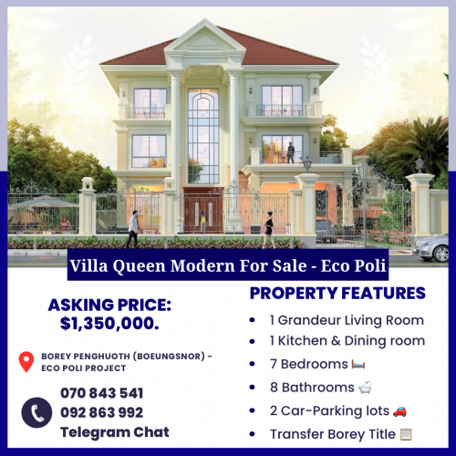 វីឡាឃ្វីន ម៉ូដថ្មី លក់បន្ទាន់ | Villa Queen (Modern) for Sale (urgent) | Borey Penghuoth