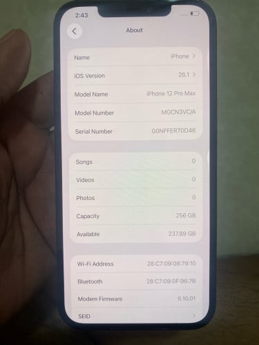 12pm សានុំ 256G បាយផាស់ ប្រើបានតែហ្វាយហ្វាយ 168$