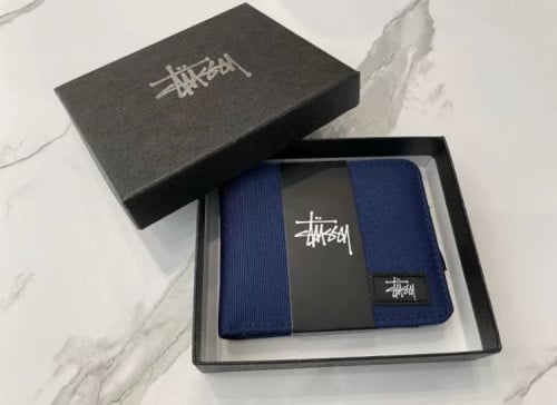Stüssy Blue Canvas Bifold Wallet
