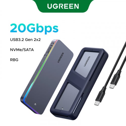 UGREEN M.2 NVMe / SATA SSD Enclosure RGB 20Gbps 25665