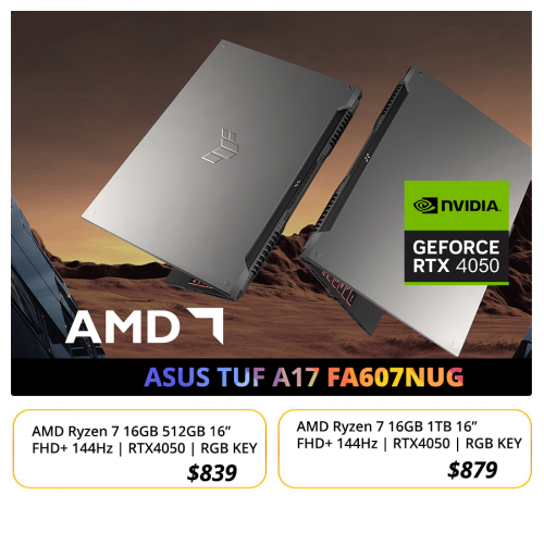 ASUS TUF A16 FA607NUG :  $949 >> $839