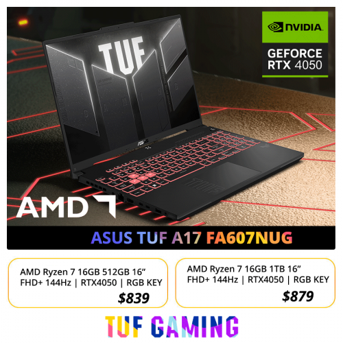 ASUS TUF A16 FA607NUG : $979 >> $879