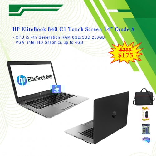 HP EliteBook 840 G1 Touch Screen 14” i5 4th  RAM 8GB/SSD 256GB