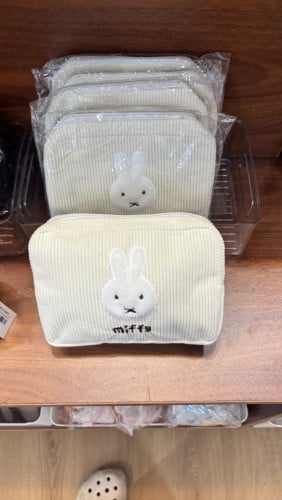 Cute Miffy Bunny Pouch / Wallet - Cream Corduroy - Brand New