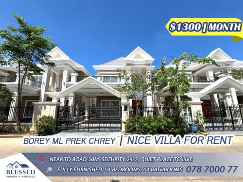 🏠 Borey ML Prek Chrey 🏠Villa for RentPrice: $1,300 per month