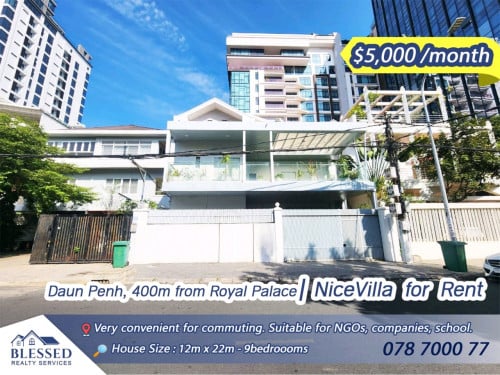 Daun Penh, 400m from Royal Palace 💥  Nice Villa For Rent💥