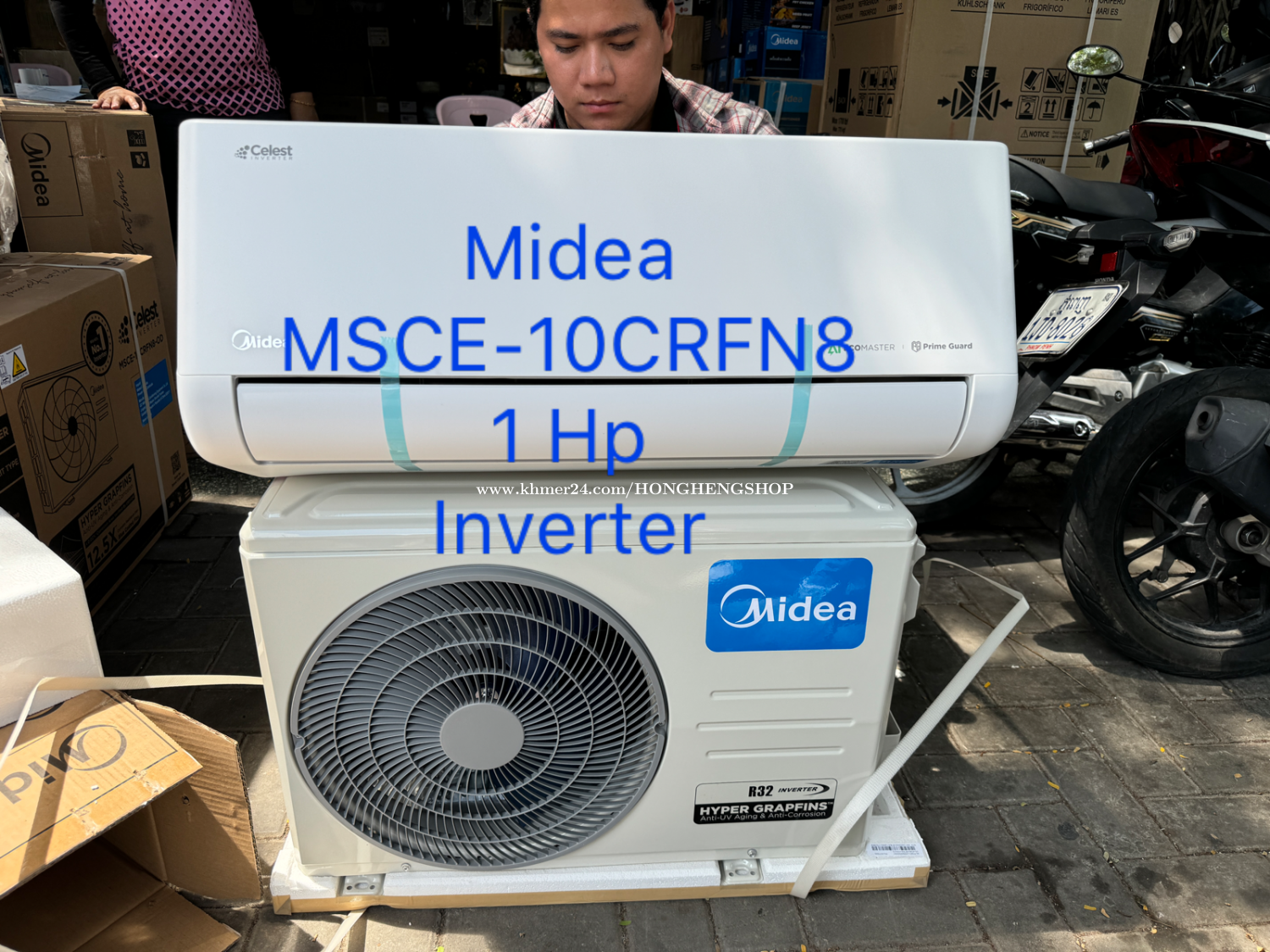 Midea MSCE-10CRNF8-ID(ម៉ាស៊ីនត្រជាក់ 1សេសស៉ីភ្លើងតិច/1 Hp inverter )