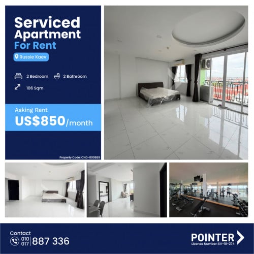 🏢  Spacious Two Bedroom Apartment for Rent in Khan Russey Keo