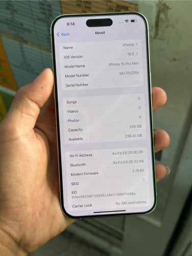 15 Pro Max 256g ZP សំណំហ្ស៊ីន ថ្ម83%