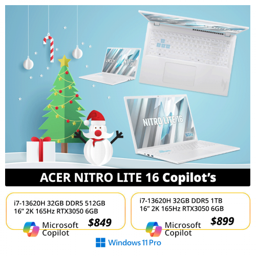 Acer Nitro Lite 16 White Edition Price : $999 >> $899