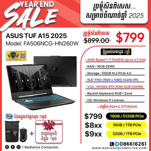 Asus Tuf A15 FA506NCG-HN260W Ryzen 7 16GB 512GB RTX 3050 4GB