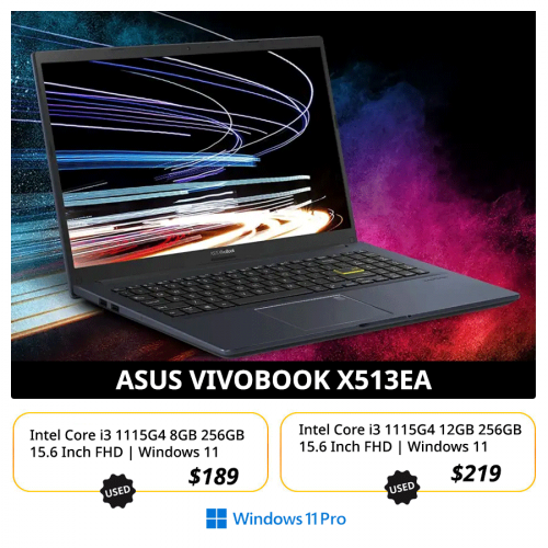 ASUS VivoBook X513EA , i3 8GB 256GB 15.6" FHD $189