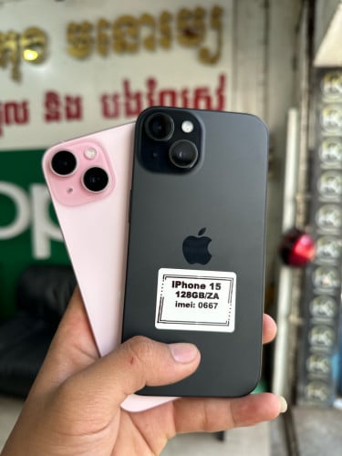 iPhone15 ZA SIM2 128GBសំណំហ្ស៊ីនស្អាត99:99% ថ្ម100