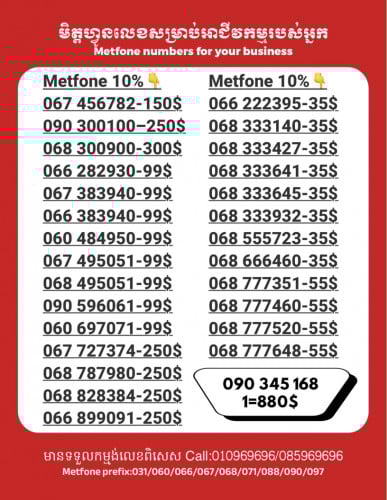 Metfone លេខសម្រាប់អាជីវកម្ម