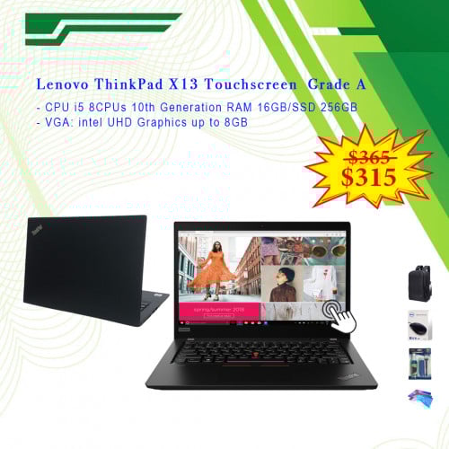 Lenovo ThinkPad X13 Touchscreen - CPU i5 8CPUs 10th Generation RAM 16GB/SSD 256GB VGA up to 8GB