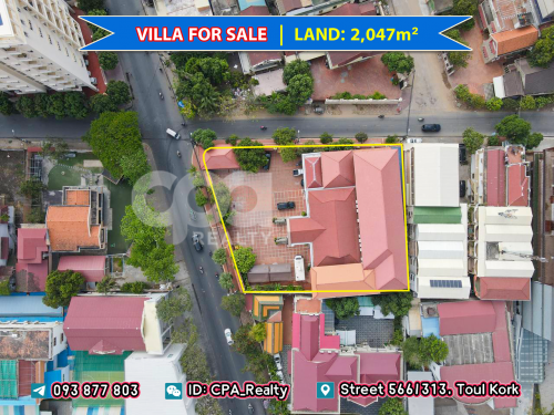 វីឡាលក់ កែងផ្លូវ៥៦៦ទួលគោក