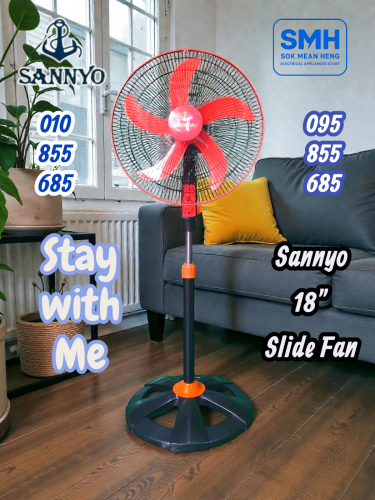 កង្ហារបញ្ឈរធំ Sannyo SC-988 Stand Fan 18" (Free Delivery)