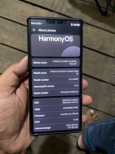 Huawei Mate 30 RS Bypass Sim 2 នៅស្អាត95%ថ្មនៅកឆន់លក់ អេក្រង់សសៃតិចៗស្អាត អត់មានឆ្នាំងសាកទេ