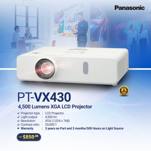 ម៉ាស៊ីនបញ្ចាំងស្លាយ Panasonic PT-VX430 ជាឧបករណ៍ដែលមានប្រសិទ្ធភាពខ្ពស់