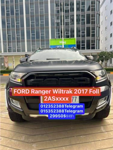Ford Ranger Wiltrak 2017 Foll ពណ៌ខ្មៅស្រុីន1ជុំបិតស្គុតសូទីន1ជុំលេងហើយម៉ាអេម