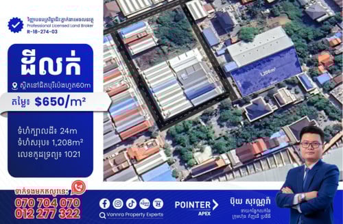 ដីលក់នៅជិតបុរីប៉េងហួត60m