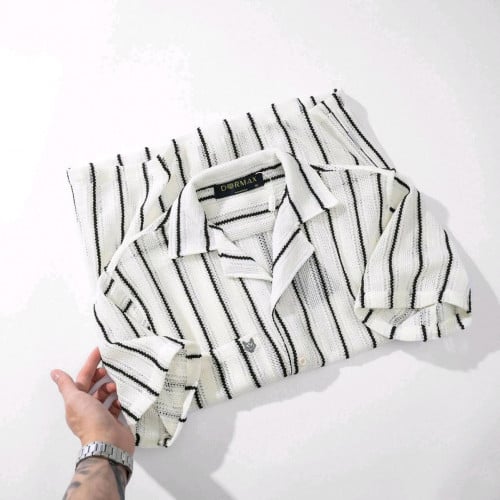 អាវក្រណាត់សាច់ចាក់​ដៃខ្លីSize M L XL 2XL