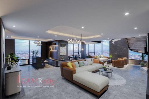23rd Floor 4 Bedroom Duplex Penthouse For Rent in Tonle Basak