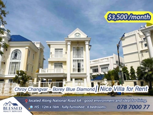 Chroy Changvar – Borey Blue Diamond 🏠Nice Villa for Rent  🏠