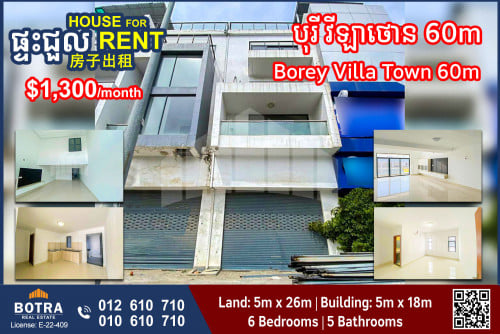 Shophouse for Rent in Borey Villa Town 60m