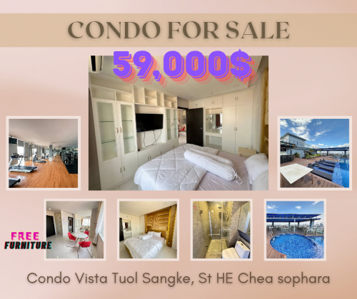 🏙 Condo កណ្តាលក្រុង | លក់បន្ទាន់📐 58m² | ជាន់ទី 9 | Furnished ពេញ