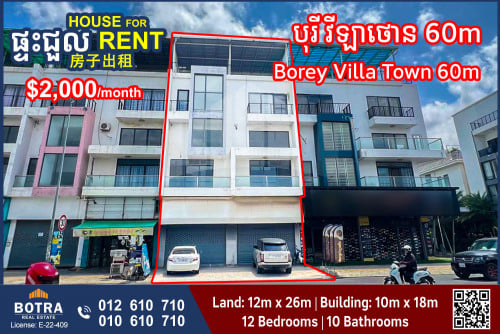 2-Shophouse for Rent in Borey Villa Town 60m