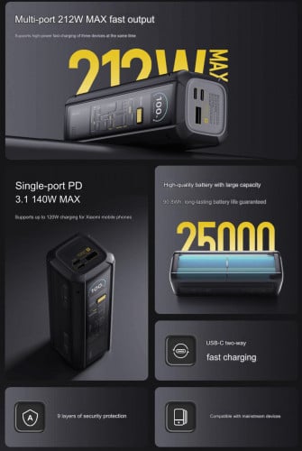 Xiaomi Power bank 25000mah 210w Promotion Christmas Free Case Silicon